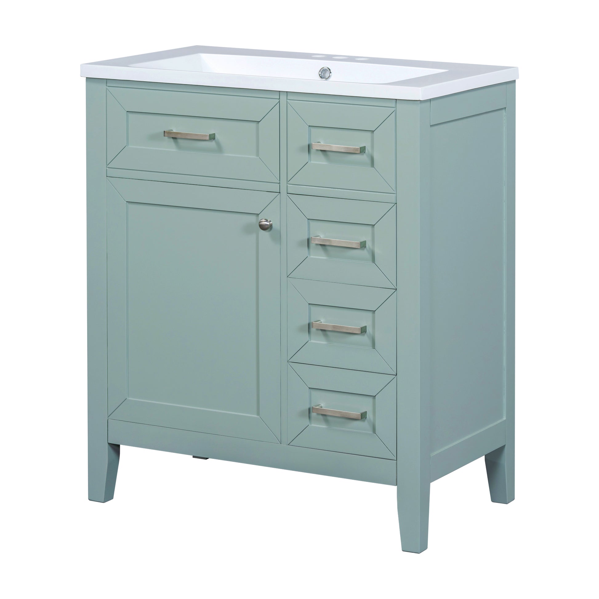 30" Bathroom Vanity With Sink Combo, Green Bathroom Cabinet With Drawers, Solid Frame And Mdf Board Green Solid Wood Mdf