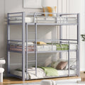 Metal Twin Size Triple Bunk Bed, Silver Old Sku: Sm000230Aan 1 Box Spring Not Required Twin Silver Metal Bedroom Metal