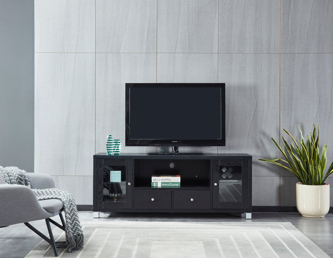 Wood Tv Stand Media Console With Storage Cabinet