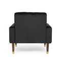 Mirod Comfy Arm Chair With Tufted Backmodern For Living Room, Bedroom And Study Black Velvet