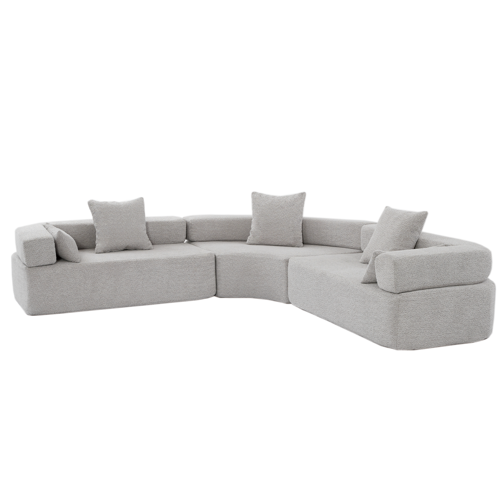 Arrived Oversized Combination Sofa,Curved Sofa,Upholstered 4 Seater Couch For Living Room, Modern Modular 3 Piece Free Combination, Semicircular Modular Sofaboucle, Gray Gray Polyester Primary Living Space Soft Tight Back Modern Square Arms Foam
