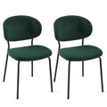 Dark Green Boucle Fabric Dining Chairs Set Of 2,Dining Chairs With Metal Legs For Dining Room, Kitchen, Living Room Metal Plaid Dark Green Dining Room Powder Coated Foam Dry Clean Modern Dining Chairs Solid Back Set Of 2 Foam Boucle