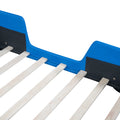 Twin Size Race Car Shaped Platform Bed With Wheels,Blue Twin Blue Pu Leather