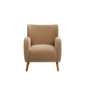 Modern Wingback Lounge Chair Stylish Design, Soft Fabric, Solid Wood Legs, Durable Frame,Brown Camel Boucle