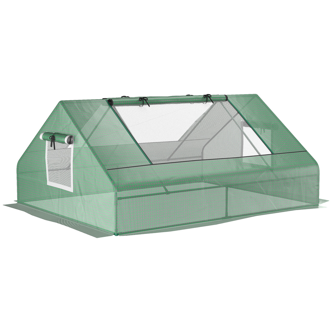 Outsunny 71" X 55" X 32" Mini Tunnel Greenhouse, Garden Planting Shed, Outdoor Flower Planter Warm House With Zipper Windows And Door, Green Green Steel