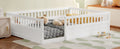 Full Floor Bed Frame With Fence, Wood Kids Floor Beds Frame For Bedroom Playroom,White Expect Arrive Date Jul. 10Th Full White Pine