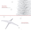 Homcom 7' Artificial Pencil Christmas Tree, Slim Xmas Tree With 499 Realistic Branch Tips And Plastic Stand, White White Polyvinyl Chloride