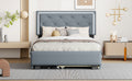 Full Size Velvet Storage Platform Bed, With 2 Big Drawers, T Size Trundle And Led Light, Gray Gray Velvet