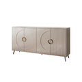 Modern Lacquered 4 Door Wooden Cabinet Sideboard Buffet Server Cabinet Storage Cabinet, For Living Room, Entryway, Hallway, Office, Kitchen And Dining Room, Champagne Silver Lacquered Champagne Adjustable Shelves Engineered Wood