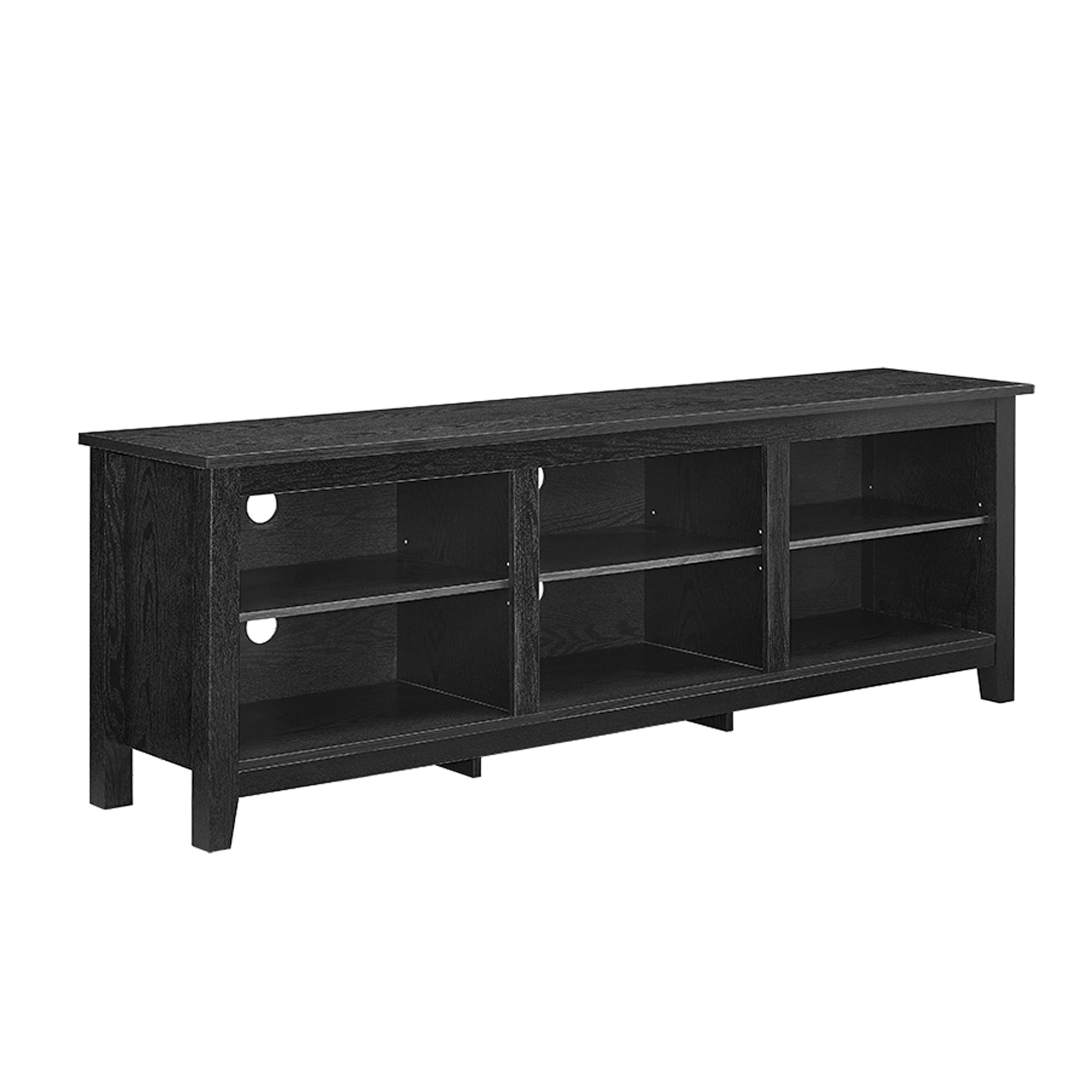 Modern Transitional 3 Shelf Open Storage 70" Tv Stand For 80" Tvs Black Black Mdf