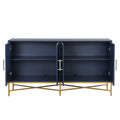 Distinctive Features Of Four Door Sideboard With Metal And Cross Leg Design,Suitable For Living Rooms,Entrance And Study Navy Blue American Design Mdf