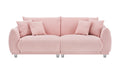 The 86.6 Inch Teddy Fleece Pink Sofa With Four Throw Pillows And Hardware Feet Can Sit Comfortably In An Apartment Bedroom Without Taking Up Space Pink Fabric 2 Seat