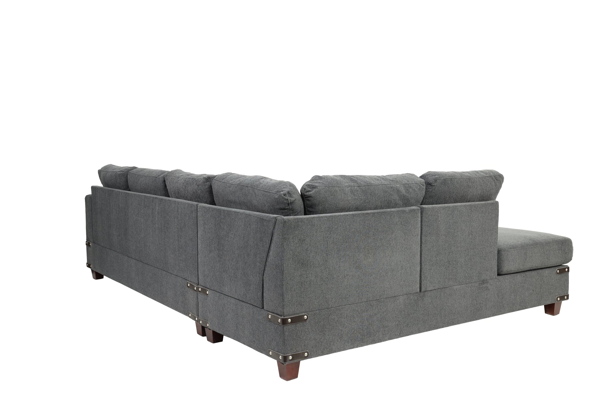 Living Room Furniture Charcoal Chenille Sectional W Ottoman Linen Like Fabric Sofa Reversible L R Chaise Ottoman 3Pc Sectional Sofa Charcoal Chenille Wood Primary Living Space Cushion Back