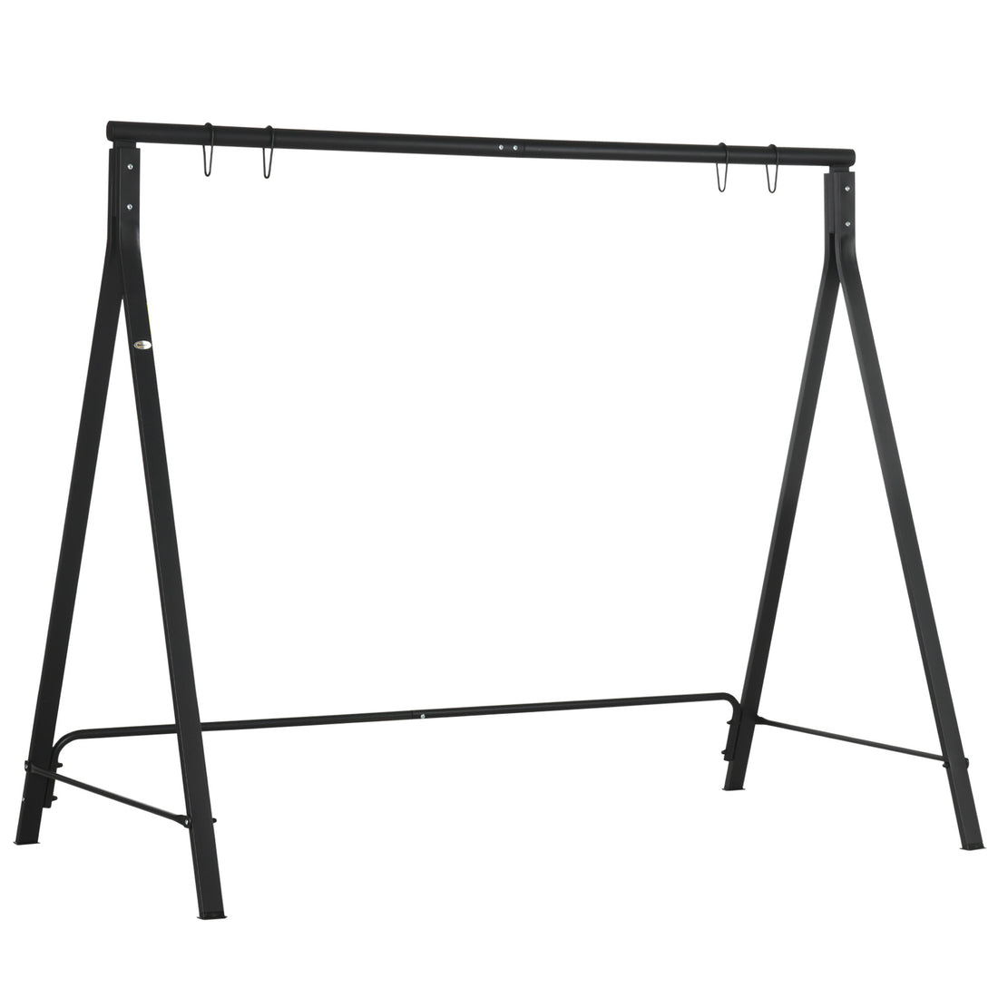 Outsunny Metal Porch Swing Stand, Heavy Duty Swing Frame, Hanging Chair Stand Only, 528 Lbs Weight Capacity, For Backyard, Patio, Lawn, Playground, Black Black Steel