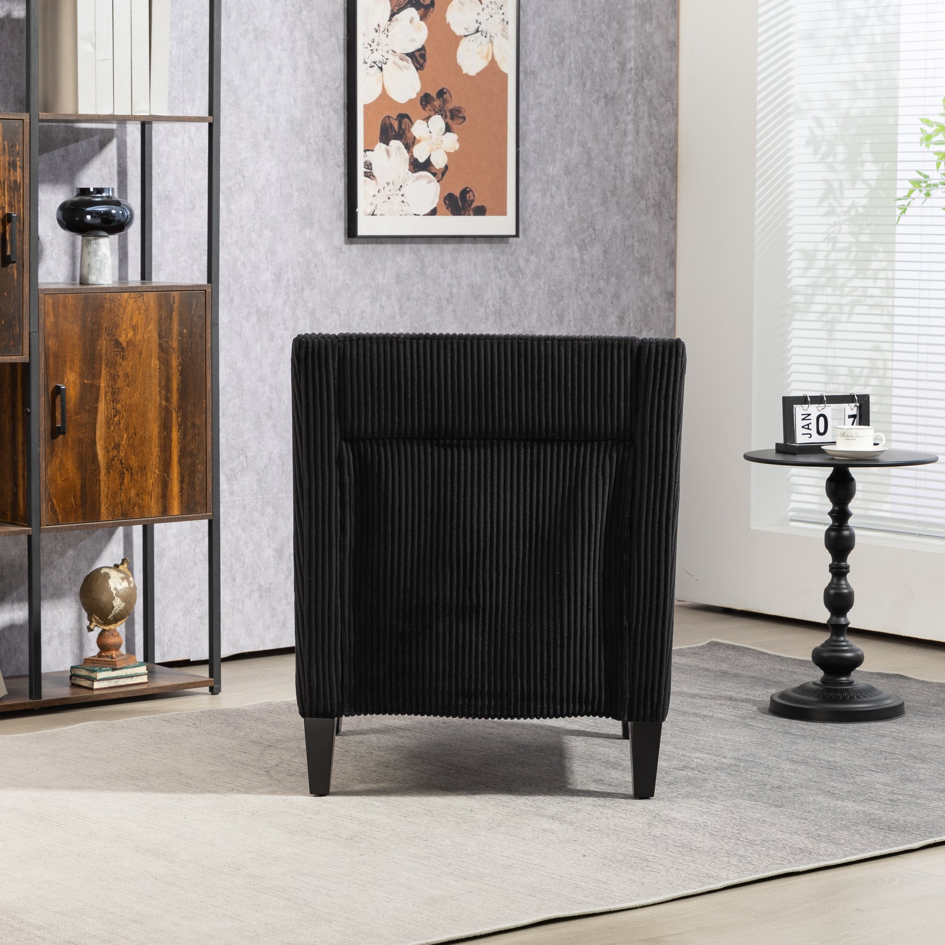 Coolmore Modern Accent Chair,Upholstered Armchair With Scooped Arms For Bedroom,Apartment,Studio,Office,Waiting Room Black Corduroy Black Primary Living Space Foam Corduroy