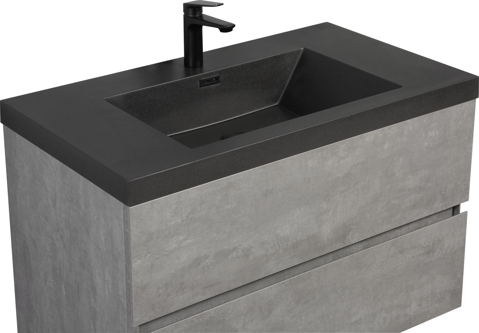 36" Floating Bathroom Vanity With Sink, Modern Wall Mounted Bathroom Storage Vanity Cabinet With Black Quartz Sand Top Basin And Soft Close Drawers, Grey 24V12 36Gr 2 Grey Plywood