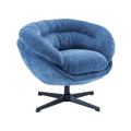 Chenille Upholstered 360 Swivel Club Chair Accent Chair With Removable Cushion, Round Office Chair With Black Metal Base, Cotton Material, Living Room, Bedroom, Reading Corner, Office Navy Blue