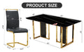 Table And Chair Set. Modern Dining Table With Mdf Top And Beautiful Mdf Legs. Equipped With Comfortable Pu Chairs And Metal Legs. Suitable For A Wide Range Of Decorative Styles. Black Seats 6 Mdf