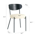 Modern Grey Simple Pu Dining Chair Upholstered Chair Family Bedroom Stool Back Dressing, Black Round Table Set, Bentwood Covered With Ash Veneer Chair Back, Chair Black Metal Legs Set Of 3 Black Mdf