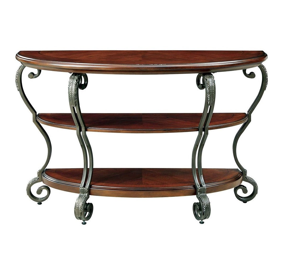 Traditional Style Brown Cherry 1Pc Sofa Table Open Bottom Shelf Ornate Design Living Room Furniture Brown Multi Primary Living Space Classic,Contemporary,Ornate Traditional,Traditional Open Storage Coffee & End Tables Solid Wood