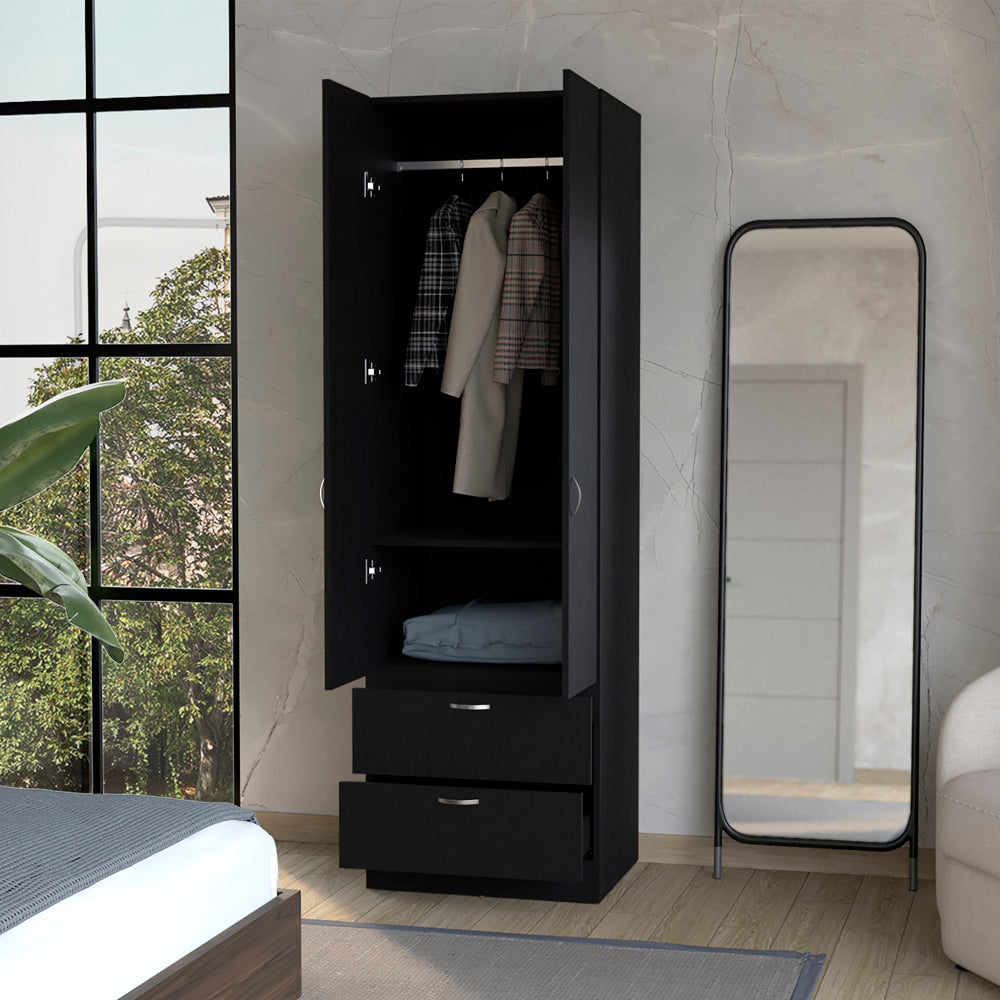 Armoire Marlton, Bedroom, Black Black Particle Board Engineered Wood