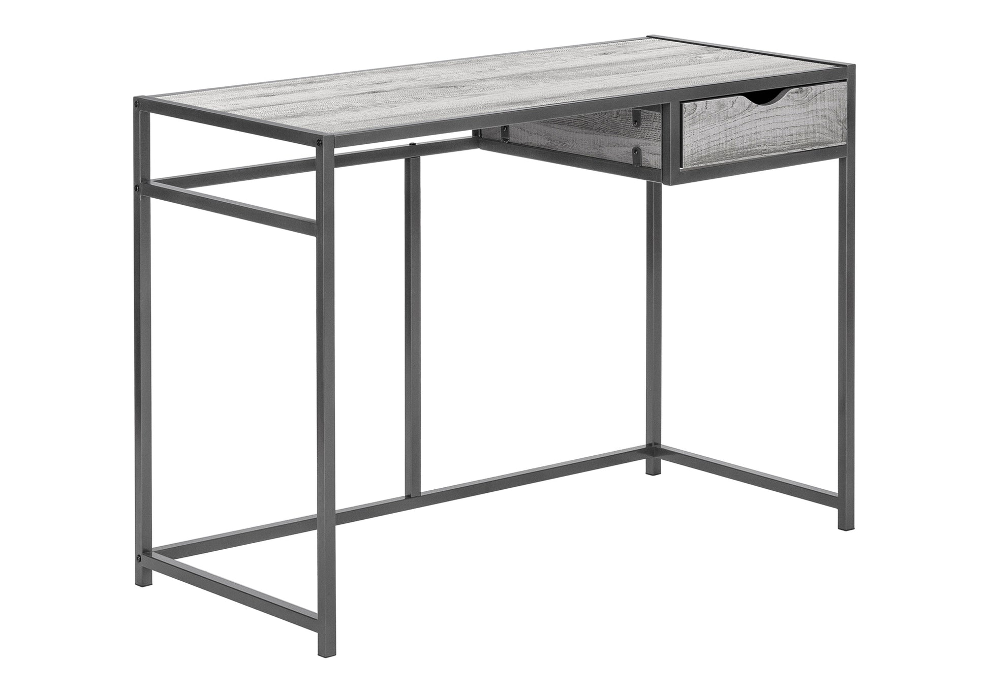 Computer Desk, Home Office, Laptop, Storage Drawer, 42"L, Work, Grey Laminate, Black Metal, Contemporary, Modern Grey Mdf