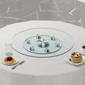 Double Layer Rotatable Round Glass.The Rotatable Design Makes It More Convenient To Retrieve And Place Items.The Upper Glass Has A Diameter Of 24 Inches, While The Lower Glass15 Inches. Transparent Glass
