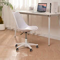 Armless Office Chair,Ergonomic Small Computer Desk Chair With Wheels,Adjustable Rolling Chair, Support Swivel Task Chair For Small Spaces Living Room,Bedroom White White Pu Office Rectangular Modern Handle Solid Back Polypropylene
