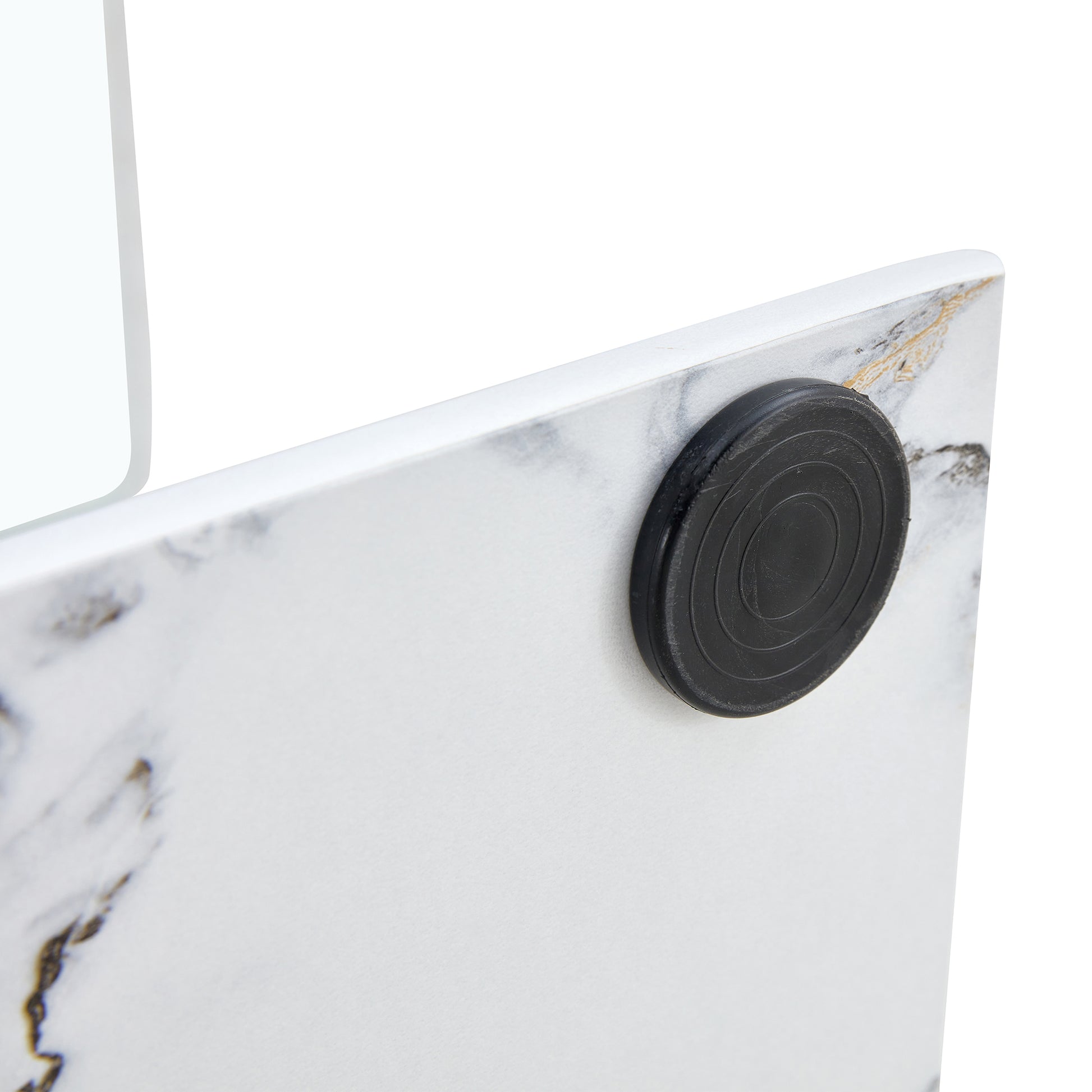 Modern Minimalist Rectangular Glass Table With 0.39 "Tempered Glass Top And Mdf White Patterned Sticker Legs For Entrance And Living Room. Transparent Glass