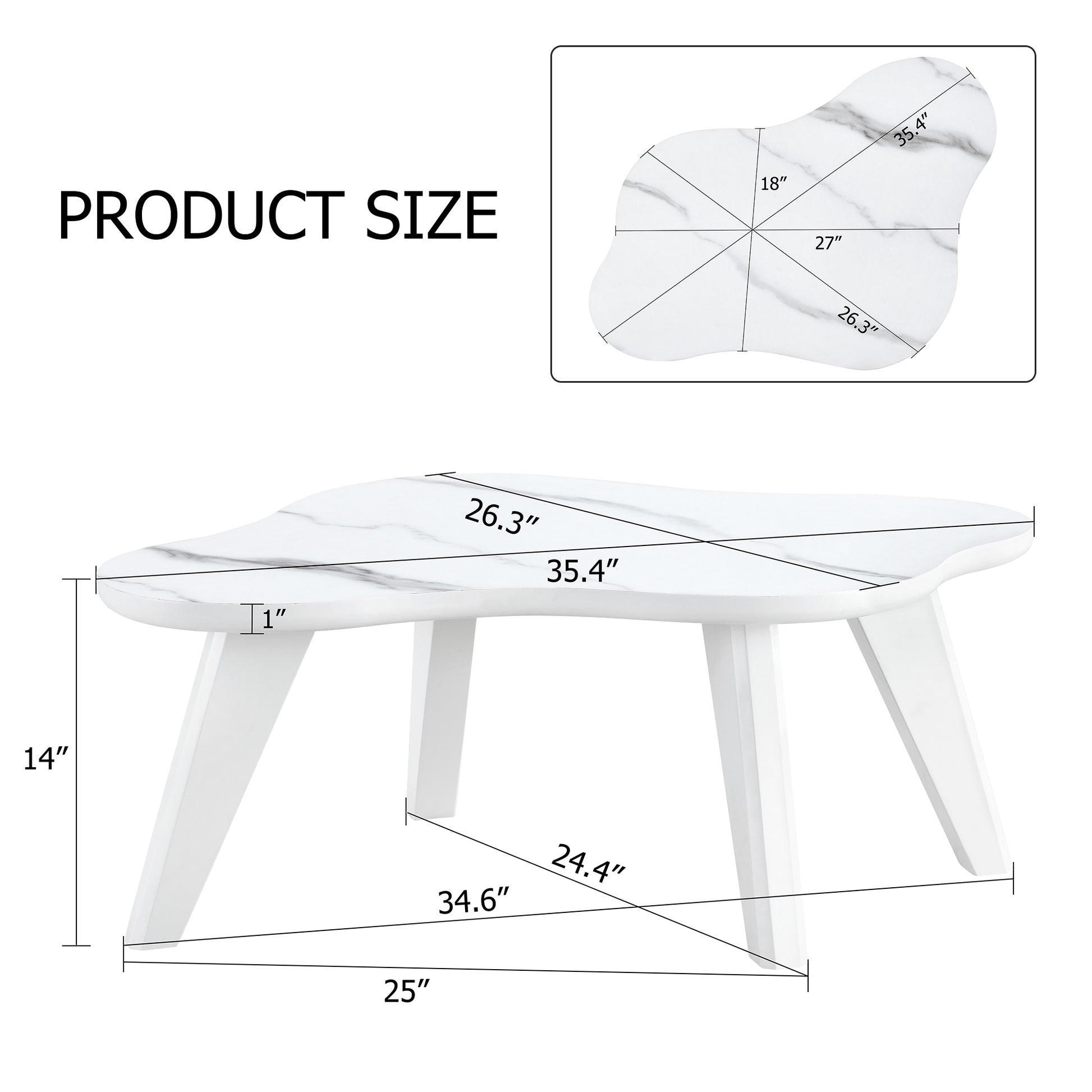 Modern Minimalist Wood Color Table Top. Solid Wood Legs, Cloud Shape To Give You A Experience, Computer Desk. The Game Table. Suitable For Dining And Living Rooms. White Mdf