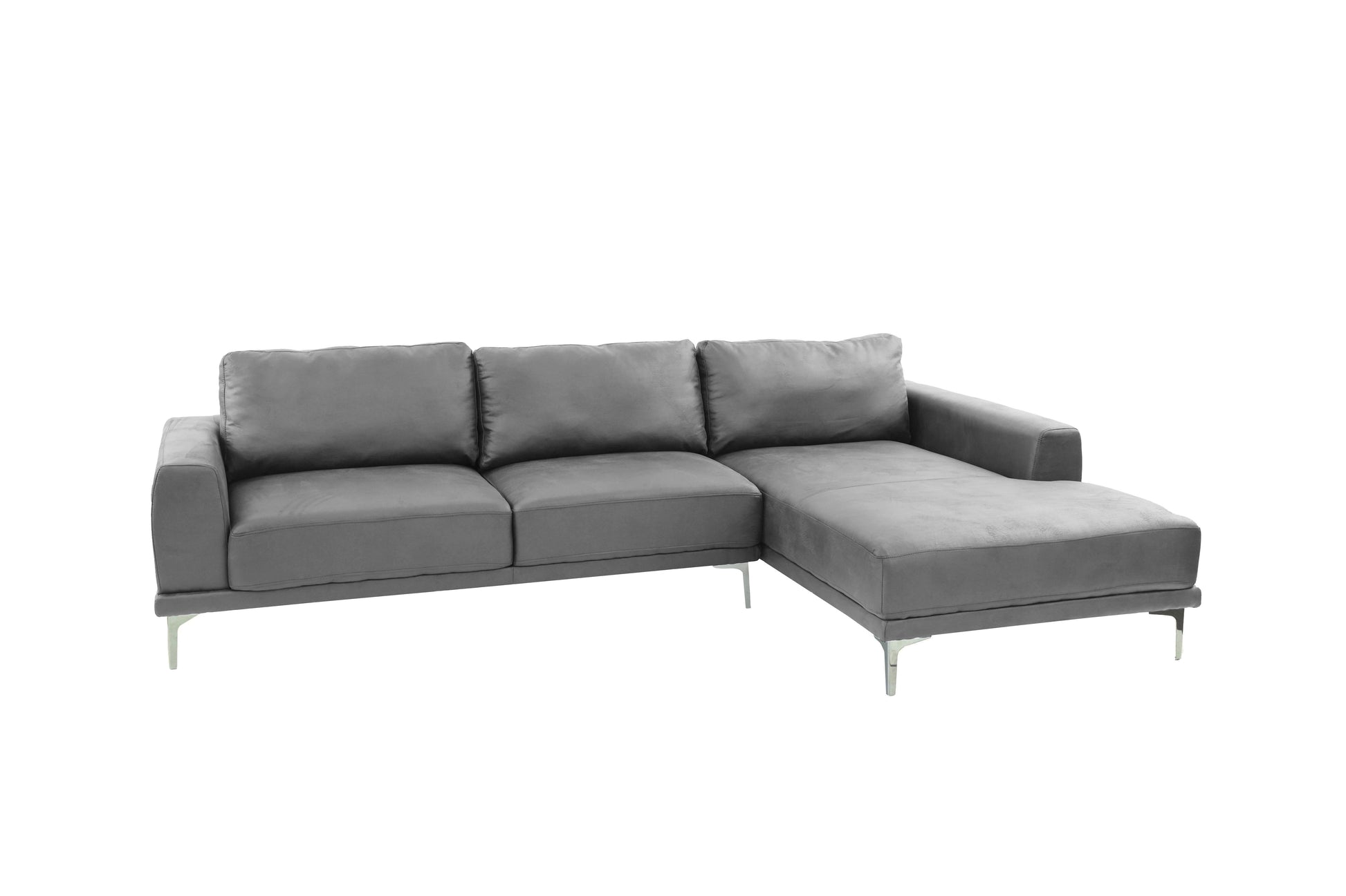 Left Facing Sofa, Right Facing Chaise Sectional Set Antique Grey Sleek Modern 2Pc Sectional W Pillows Antique Gray Faux Leather Primary Living Space Cushion Back Classic,Contemporary,Modern L Shaped Pine Metal 5 Seat