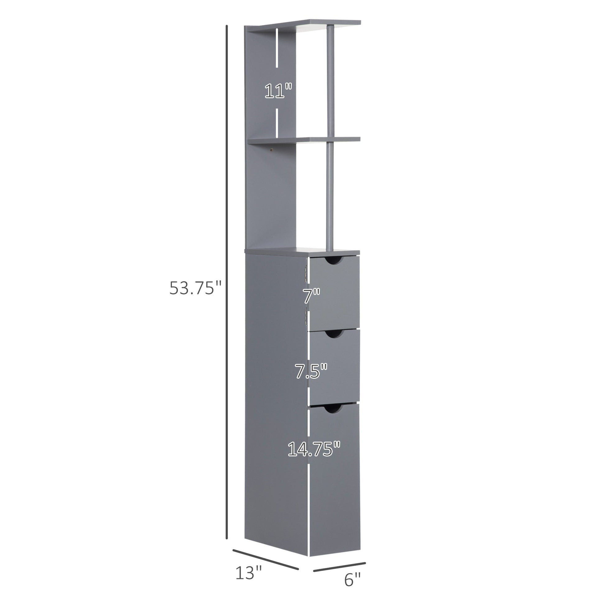 Homcom 54" Tall Bathroom Storage Cabinet,