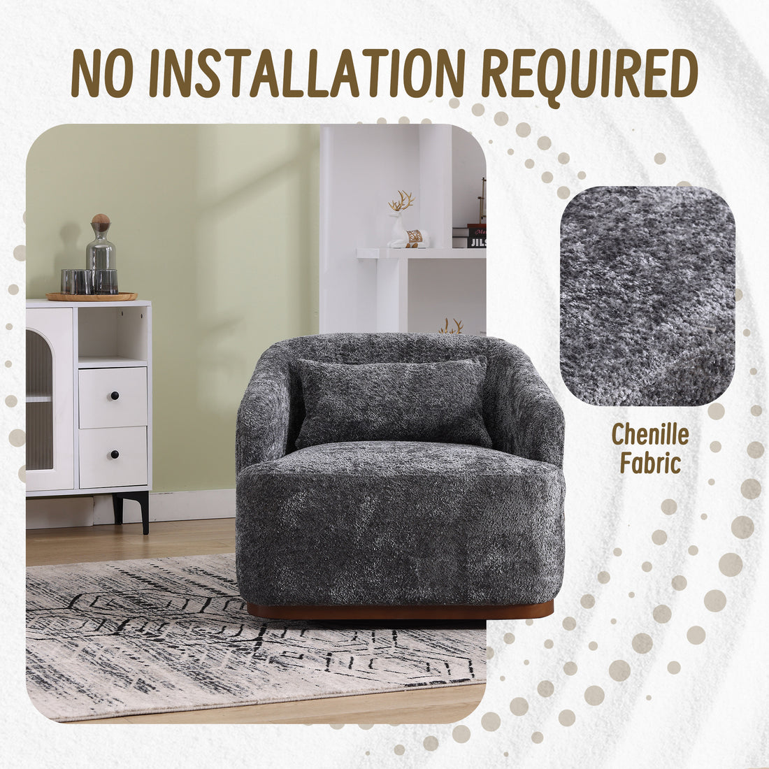 Coolmore Swivel Barrel Chair, Comfy Round Accent Sofa Chair For Living Room, 360 Degree Swivel Barrel Club Chair, Leisure Arm Chair For Nursery, Hotel, Bedroom, Office, Lounge Gray Boucle Gray Primary Living Space Foam Boucle