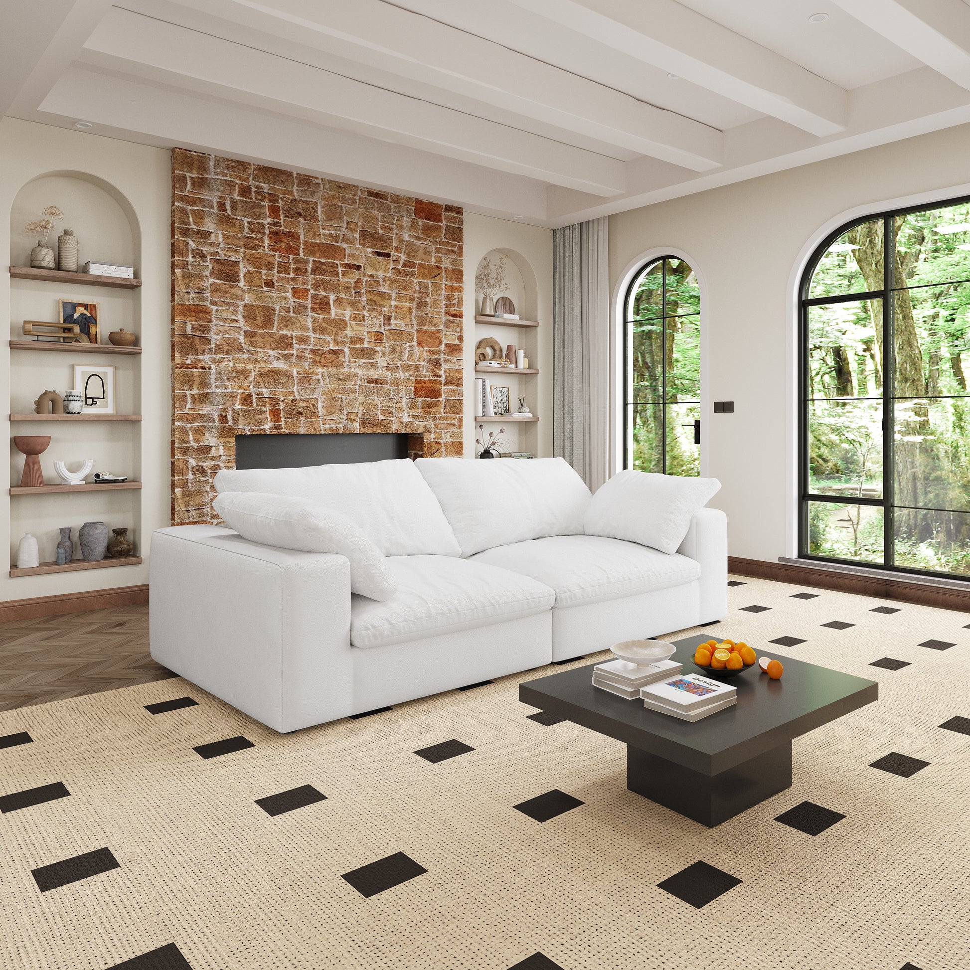 Modular Sectional Couch 80" Down Filled Modular Sectional Sofas For Living Room,Cushion Covers Removable Seater 2Seaters White Down Filling,Fabric 2 Seat