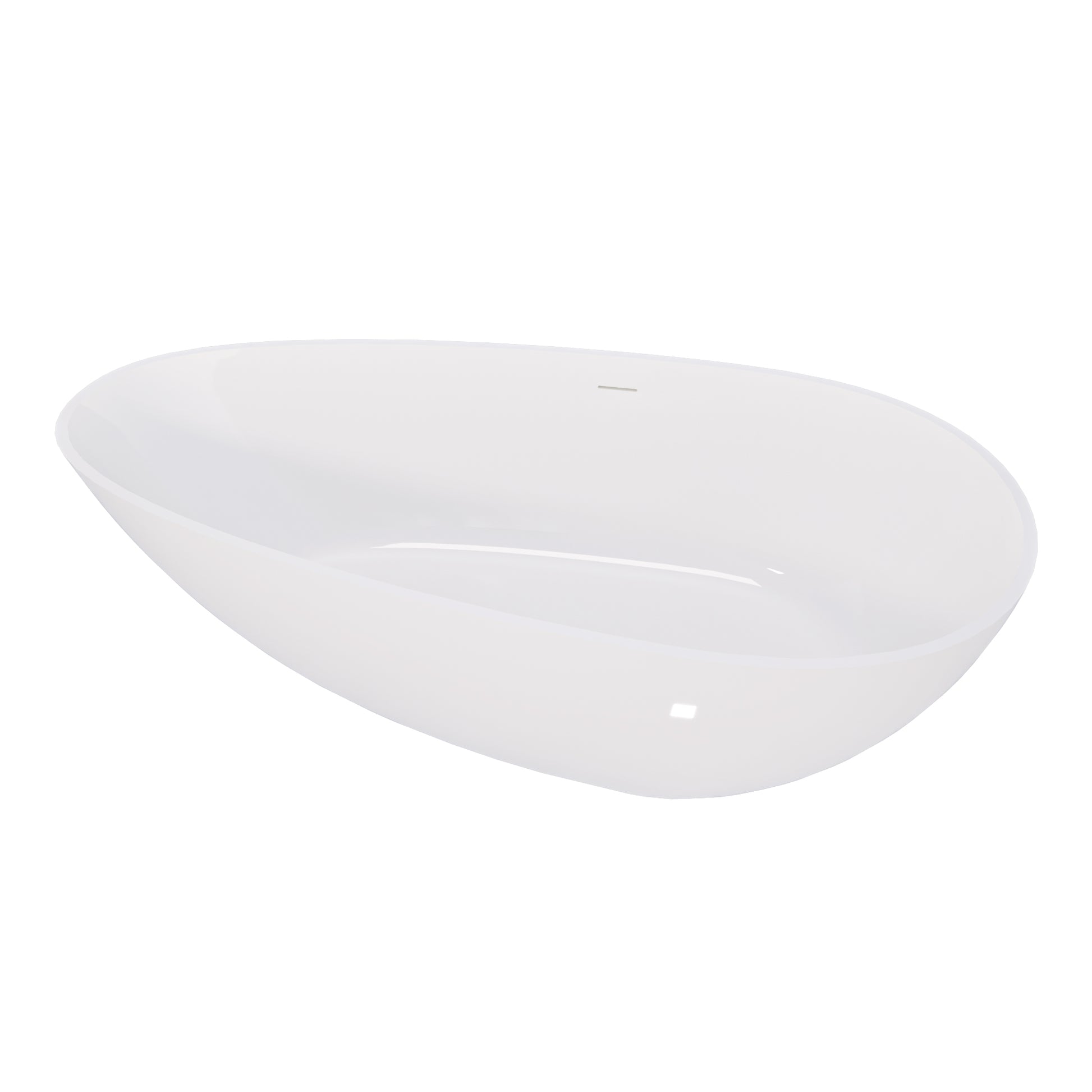 59" Freestanding Solid Surface Bathtub, Luxury Handcrafted Stone Resin Freestanding Soaking Bathtub With Overflow And Pop Up Drain, Glossy White 24S02 59Gw White Bathroom Freestanding Tubs Solid Surface