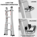 17Ft Multi Position Foldable Aluminum Ladder, A Frame And Straight Ladder, Ansi 250Lbs Grey Aluminium Alloy