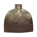 Pece 8 Inch Aluminum Decorative Vase, Webbed Design, Square Base, Gold Gold Aluminum