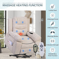 Massage Recliner,Power Lift Chair For Elderly With Adjustable Massage And Heating Function,Recliner Chair With Infinite Position And Side Pocket For Living Room ,Beige Beige Foam Linen