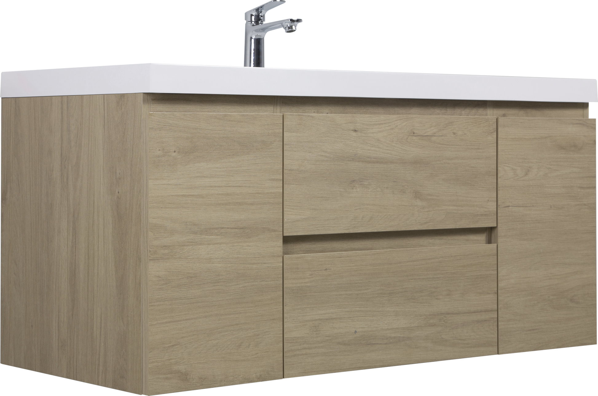 48" Floating Bathroom Vanity With Sink, Modern Wall Mounted Bathroom Storage Vanity Cabinet With Resin Top Basin And Soft Close Drawers, Natural Oak 24V11 48No 2 Oak 2 Bathroom Wall Mounted Melamine