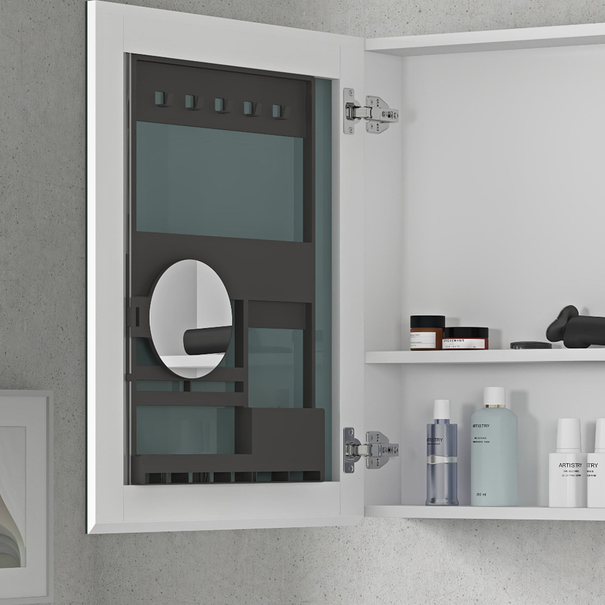 60'' W X 26'' H Surface Frameless Mirror Medicine Cabinet, Beveled Mirror Edges Bathroom Medicine Cabinet White Engineered Wood