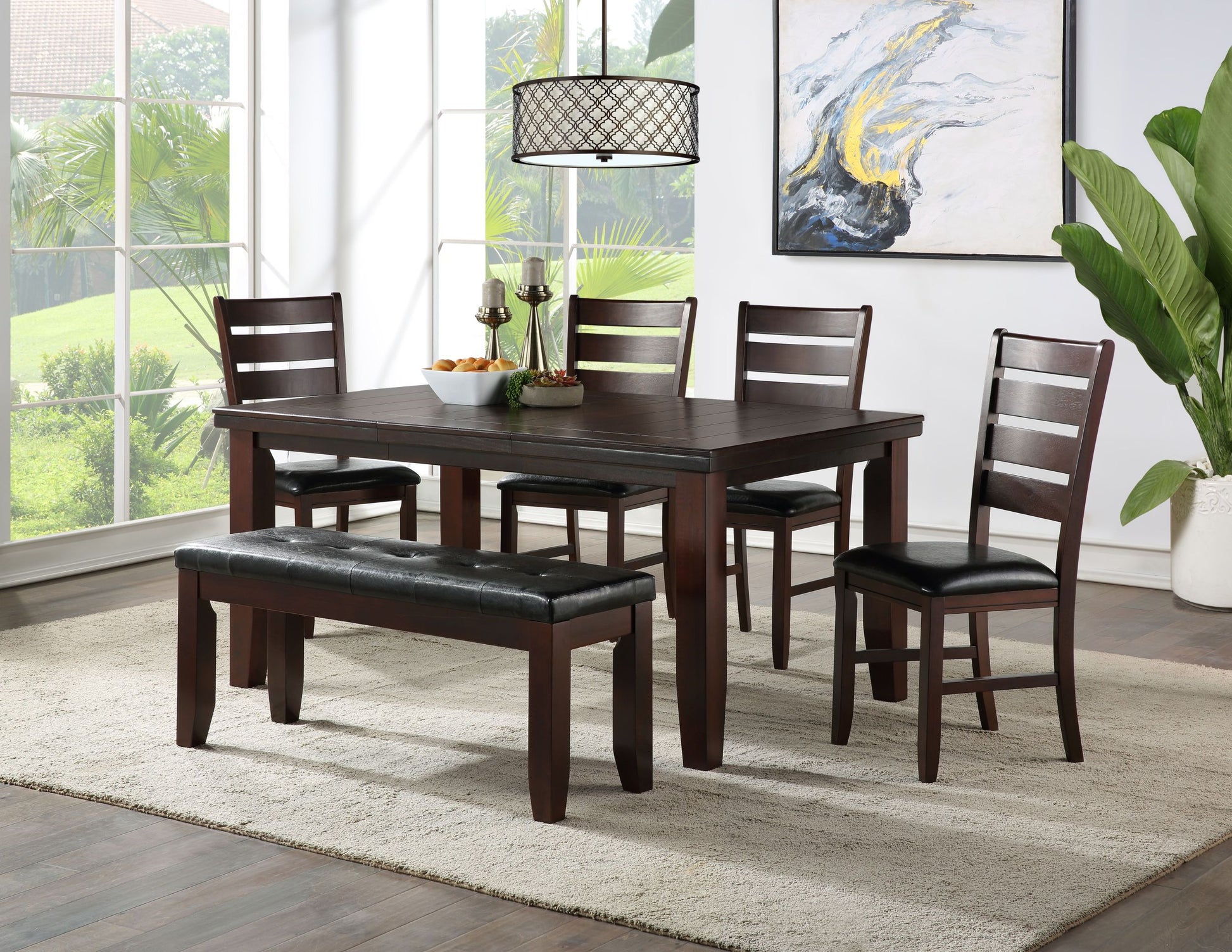 Cherry Dining Table With Tapered Leg Cherry Seats 6 Dining Room Transitional Rectangular Mdf