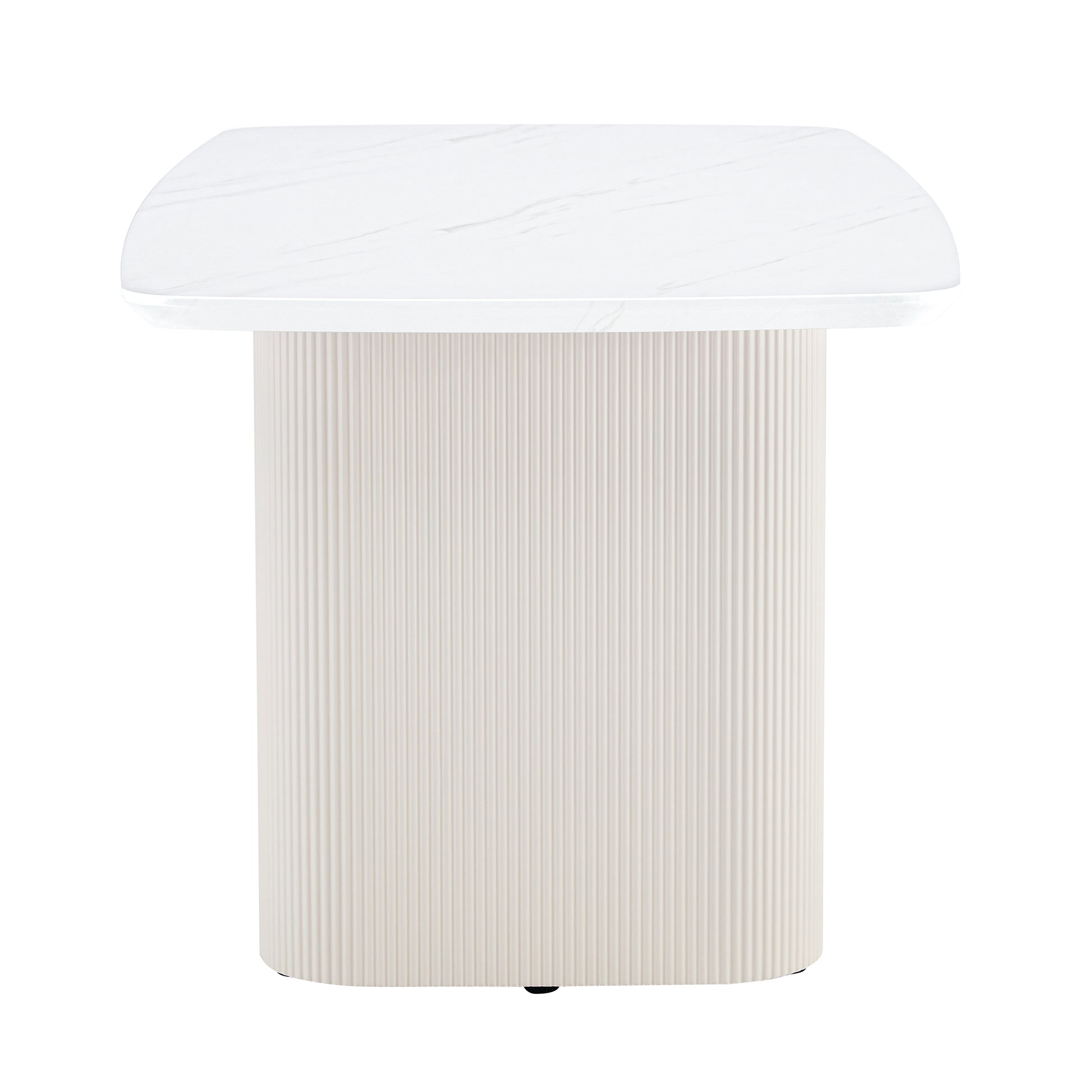 Cream Style Mdf White Dining Table.It Is A Furniture With A Warm And Soft Appearance, Suitable For Creating A Comfortable And Friendly Dining Environment, Suitable For Kitchens, Dining Rooms,Etc. White Mdf