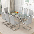 Large Modern Minimalist Rectangular Glass Dining Table For 6 8 With 0.39