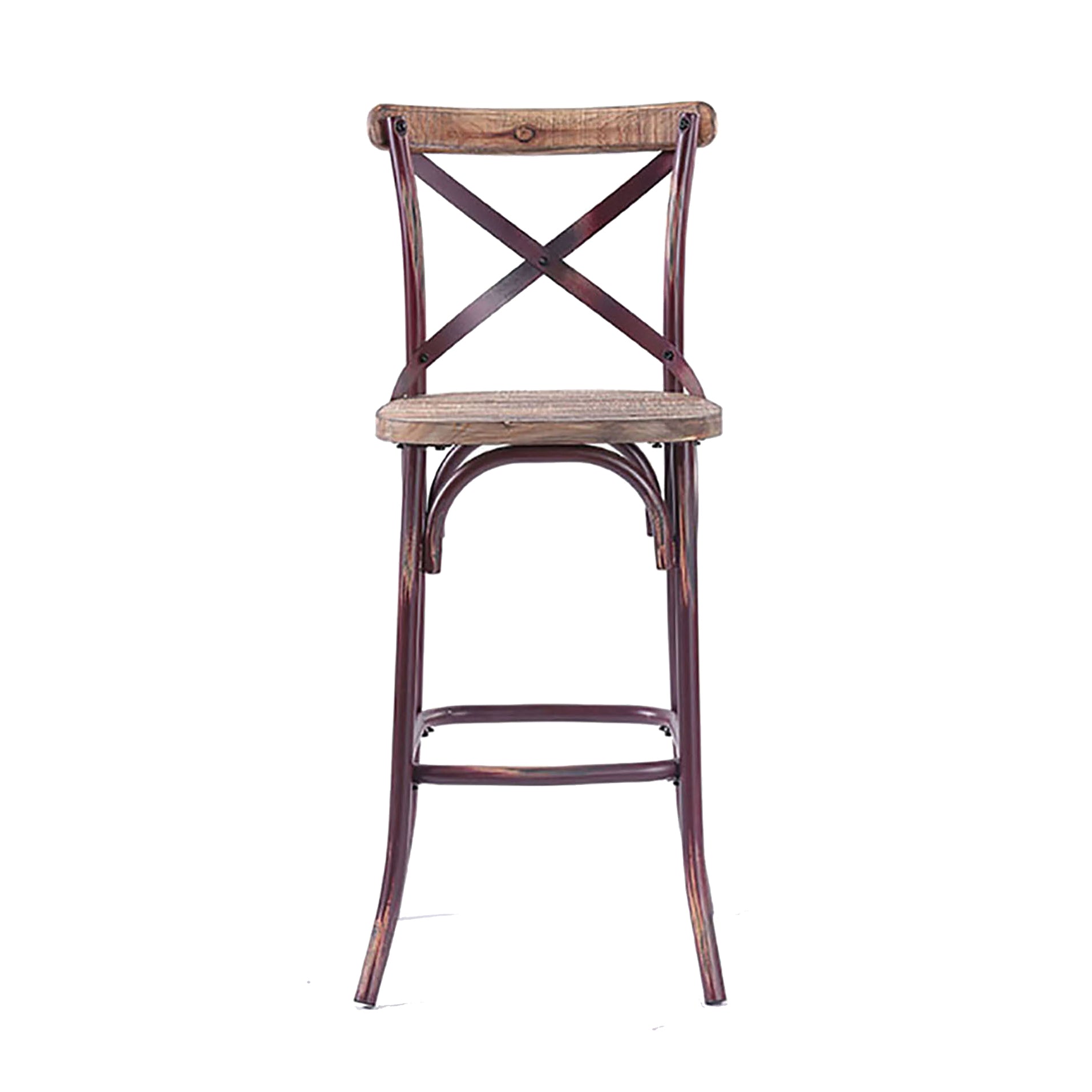 Antique Red And Antique Oak Bar Stool With Cross Back Oak Dining Room Vintage Bar Stools Fir Cross Back Wood Metal