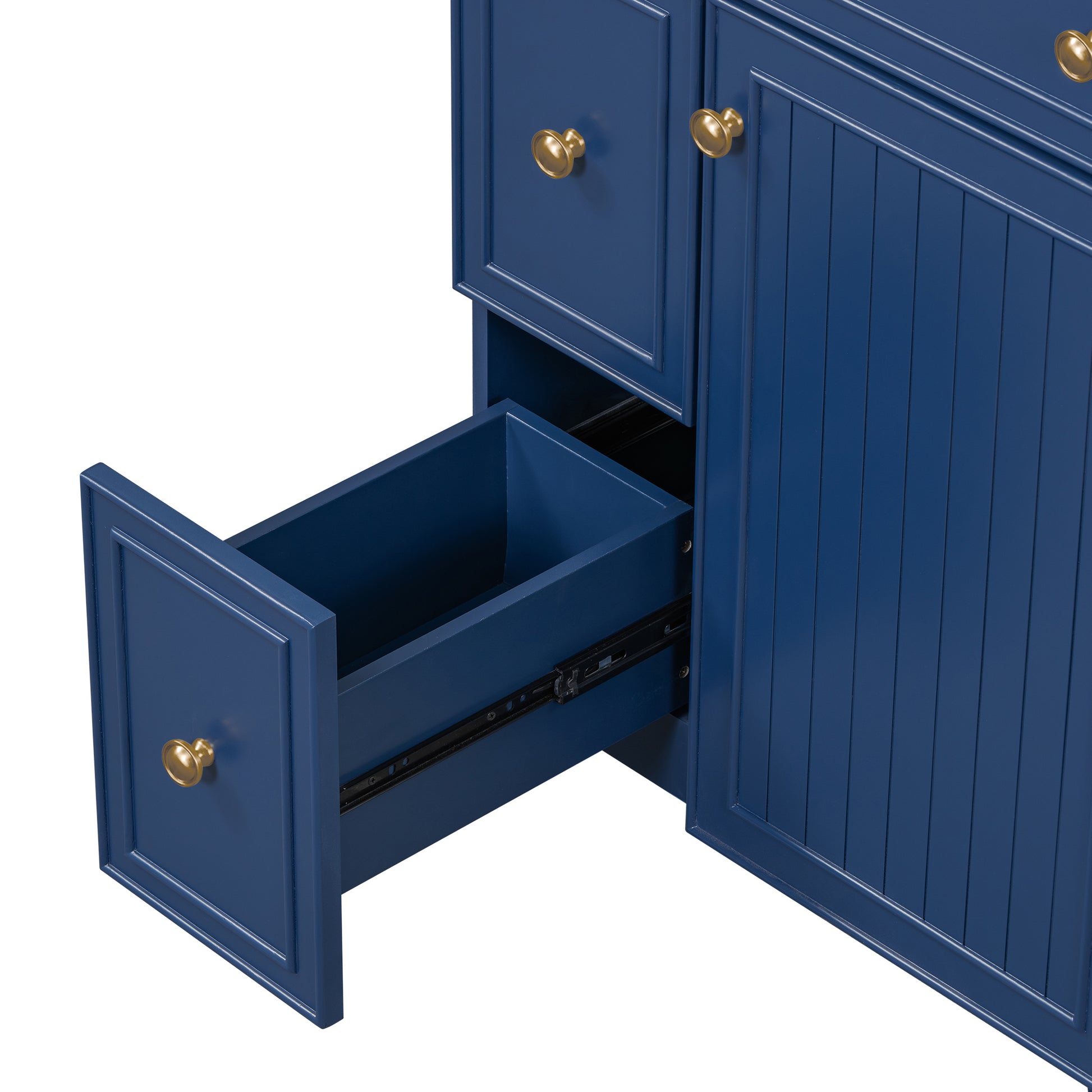 24 Inch Bathroom Vanity Cabinet With Ceramic Sink, 2 Drawers, 1 Door Blue Bathroom Solid Wood Mdf