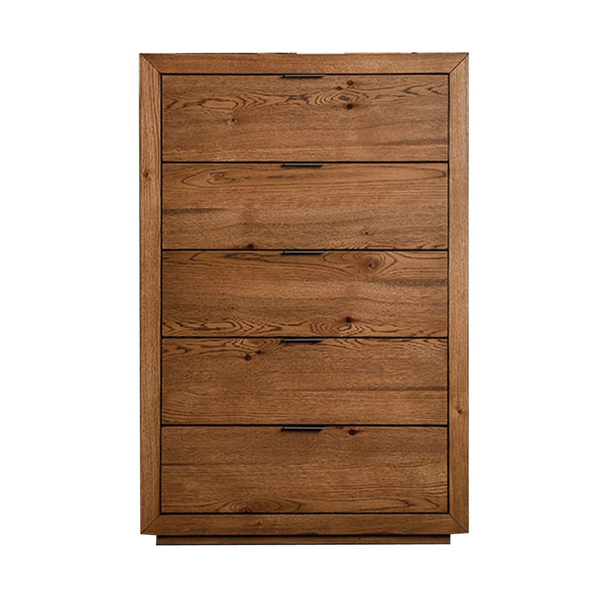 Lier 48 Inch Tall Dresser Chest, Brown Wood, 5 Drawers, Integrated Handles Brown Solid Wood Lier 48 Inch Tall Dresser Chest, Brown Wood, 5 Drawers, Integrated Handles Brown Solid Wood