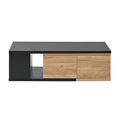 47.2'' 57''W Extendable Coffee Table With 2 Storage Drawers, Dual Tone Wood Center Table With Extendable Sliding Tabletop, Multi Functional Hidden Storage Sofa Table For Living Room, Black Black Primary Living Space Drawers Rectangular Particle Board Mdf