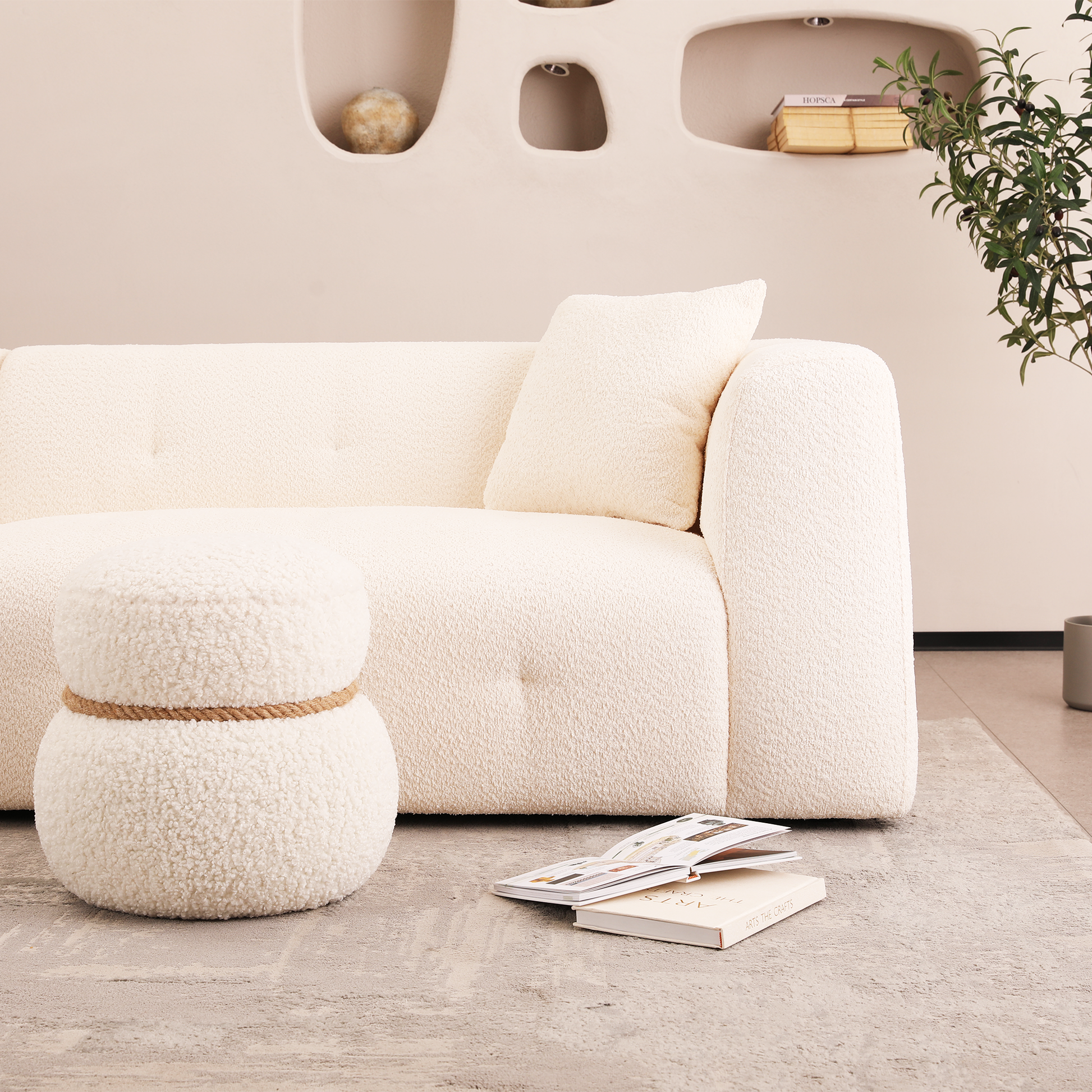 2297 Beige Sofa, Stylish And Simple Square Design, Square Arm, Handrailing Thick And Full, Put Living Room, Office, Conference Room Beige Fabric 3 Seat