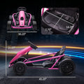 Aosom 24V 8.1 Mph Electric Go Kart, Drifting Car Battery Powered Ride On Toy Outdoor With Slow Start, Music, Horn Honking And Safety Belt, For 8 12 Years Old, Pink Pink Plastic