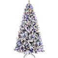 8Ft Pe Pvc Pine Mixed Christmas Tree With Colorful Warm Light 10 Function Led, Memory Wire & Easy Power Technology Green,White Polyethylene